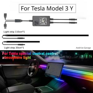 Tesla Model 3 Y 계기판 주변 조명 무선 충전 LED 분위기 조명 APP 제어 LED 스트립 네온 조명