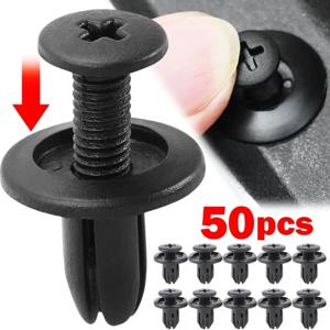 50pcs 자동차 8mm 구멍 플라스틱 리벳 패스너 푸시 클립 블랙 자동차 차량 도어 트림 패널 리테이너 패스너 자동차 액세서리 Voiture