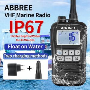 ABBREE AR-25M 해양 라디오 방수 IP67 휴대용 VHF 워키 토키 트랜시버 NOAA 보트 용 플로팅 양방향 라디오