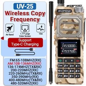 Baofeng UV-25 에어 밴드 워키 토키 장거리 UHF VHF 무선 복사 주파수 999CH NOAA Type-C 충전기 AM Ham 양방향 라디오