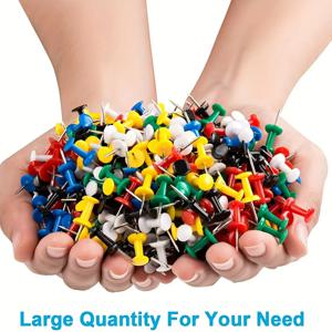 100Pcs 푸시 핀, 게시판 용 엄지 압정, 스틱 핀, 코르크 보드 벽걸이 책상 조직을위한 사무실 컬러 핀