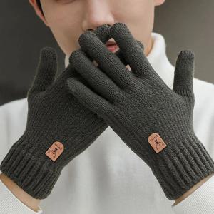 패션 겨울 남성 니트 장갑 터치 스크린 고품질 딱지 두꺼운 따뜻한 양모 캐시미어 솔리드 컬러 사이클 비즈니스 장갑