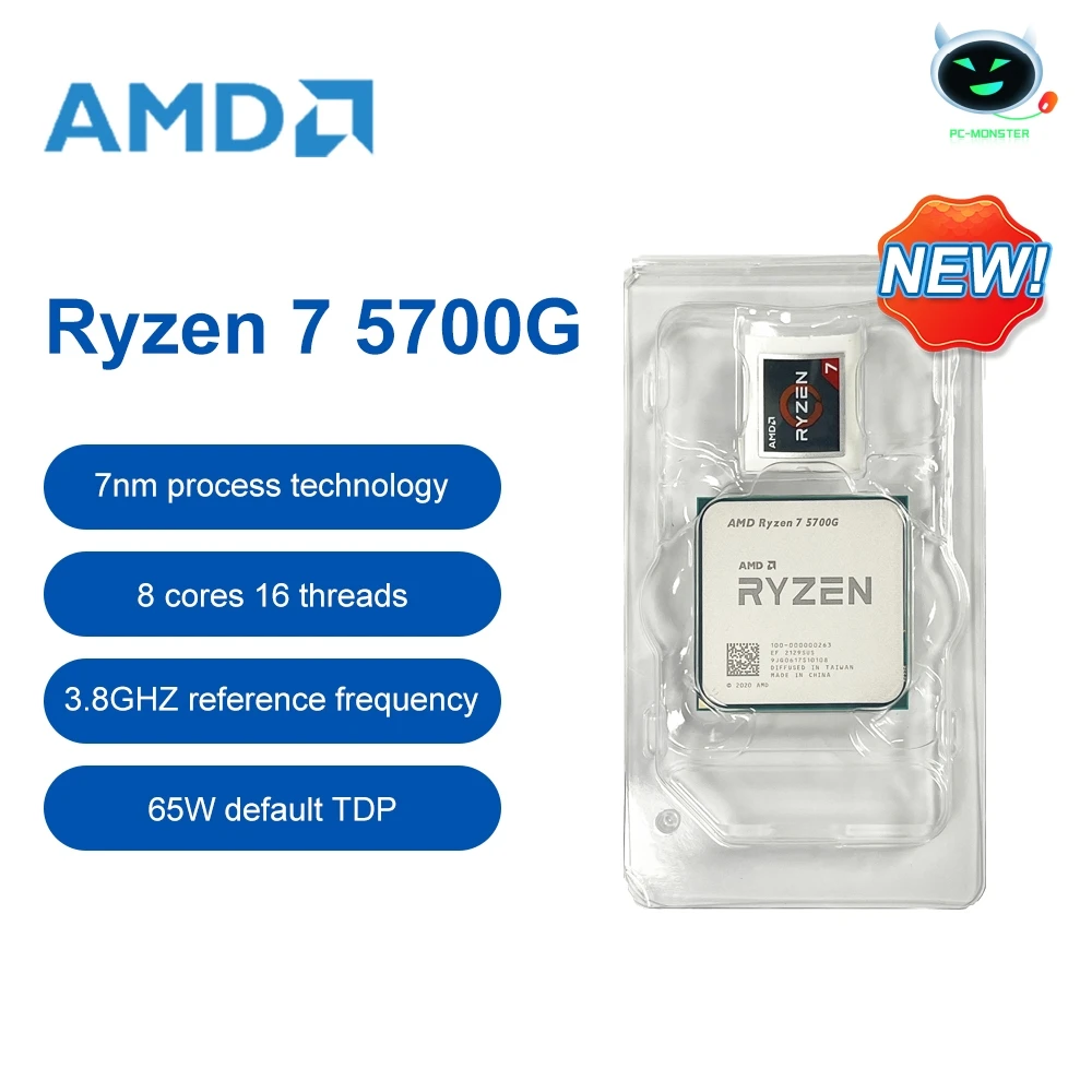 새로운 AMD Ryzen 7 5700G R7 5700G CPU 비디오 데스크탑 통합 칩 GPU 게임 사무실 CPU 소켓 AM4 프로세서 процессор