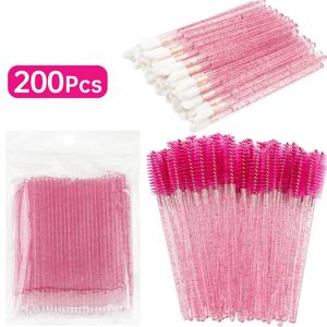 200pcs 속눈썹 연장 특수 속눈썹 제거 브러시 마이크로 브러시 속눈썹 브러시 속눈썹 연장 도구 용 립 라인 코튼 브러쉬
