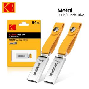 KODAK Pendrive USB2.0 플래시 드라이브 H2testw 32GB 64GB 128GB 금속 U 디스크 방수 메모리 스틱 키용 미니 가죽 Landyard