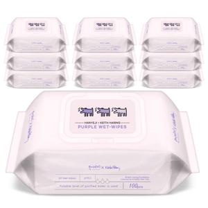 한예지 키스해링 퍼플 물티슈 100매 캡형 [총 10팩]