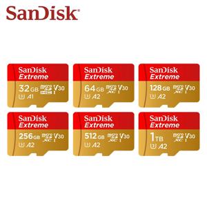 SanDisk Extreme microSDXC UHS-I 카드 V30 A2 메모리 카드 32GB 64GB 128GB 256GB 512GB 1TB 마이크로 SD 카드 최대 190Mb/s 플래시 TF 카드