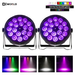 LED 파 라이트, 18x18w RGBWA UV, 6in 1 플랫 파 라이트, DMX512 전문 무대 조명, DJ 장비, 디스코 파티 바, 2 개