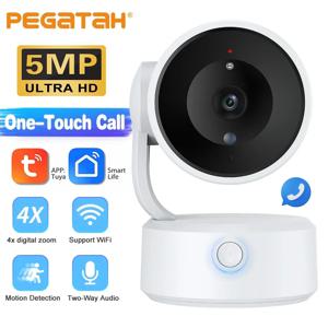 Tuya 원터치 통화 실내 베이비 모니터, 와이파이 PTZ 카메라, 자동 추적 컬러 나이트 비전, IP CCTV 감시 카메라, 5MP