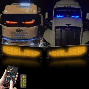2pcs LED 소프트 접이식 원격 제어 트럭 악마 눈 블루투스 App DIY 매트릭스 픽셀 패널 라이트 앞 유리 낙서 스크롤