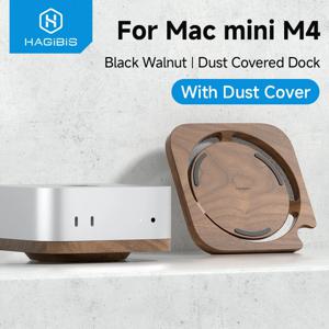 Hagibis 데스크탑 스탠드, Mac mini M4/M4 Pro 2024, 방진 월넛 우드 베이스, 방열 거치대, 단단한 목재 브래킷 냉각