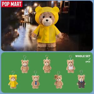 팝 마트 Ted2 테디 베어 액션 플러시 펜던트 미스터리 박스 1PC/6PCS 팝 마트 블라인드 박스 액션 피규어 귀여운 장난감