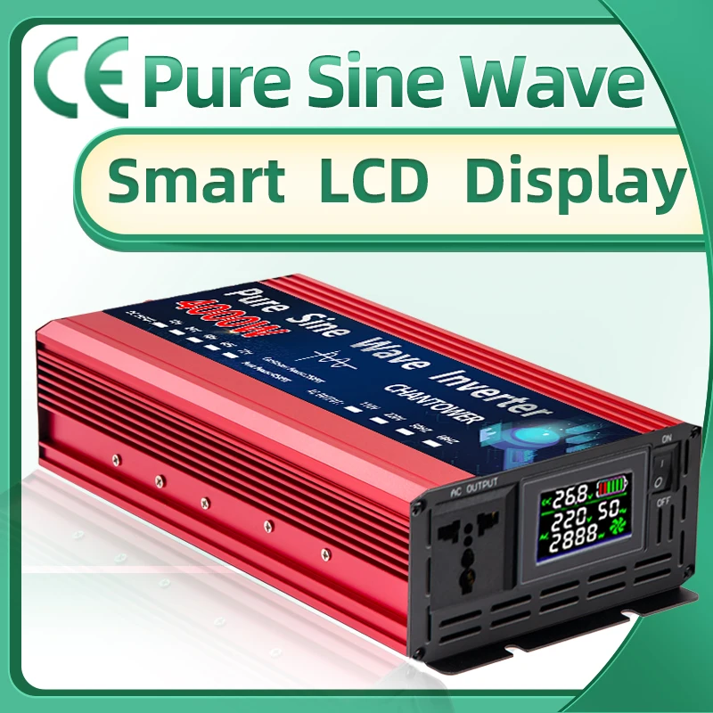 순수 사인파 인버터 12V 220V 24V 110V 2000W 3000W 4000W 5000W DC AC 휴대용 전원 전압 변환기 자동차 태양 광 인버터