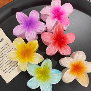 1/6Pcs 하와이 그라디언트 헤어 클립 꽃 머리 발톱 작은 크기 모자를 쓰고 있죠 머리핀 크랩 자용 헤어 액세서리 여성용