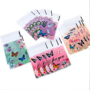 50pcs 7x10cm 투명 나비 플라스틱 자기 접착제 Opp 가방 파우치 DIY 쥬얼리 포장 캔디 쿠키 선물 가방