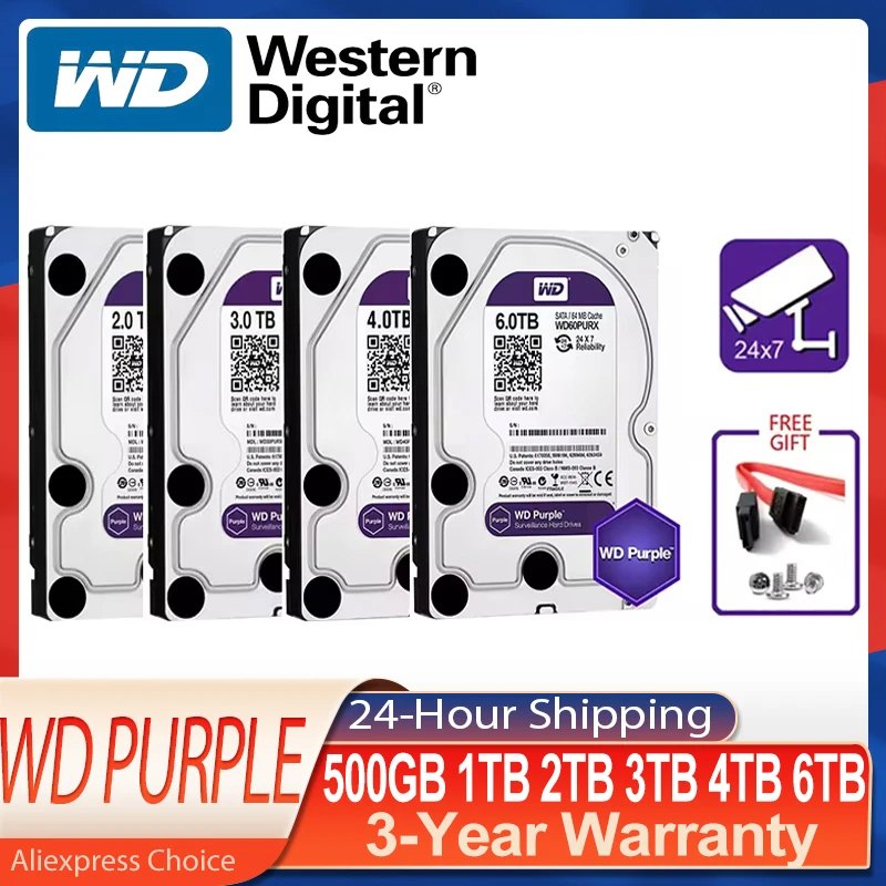 WD Purple 4TB 감시 내장 하드 드라이브 디스크 3.5