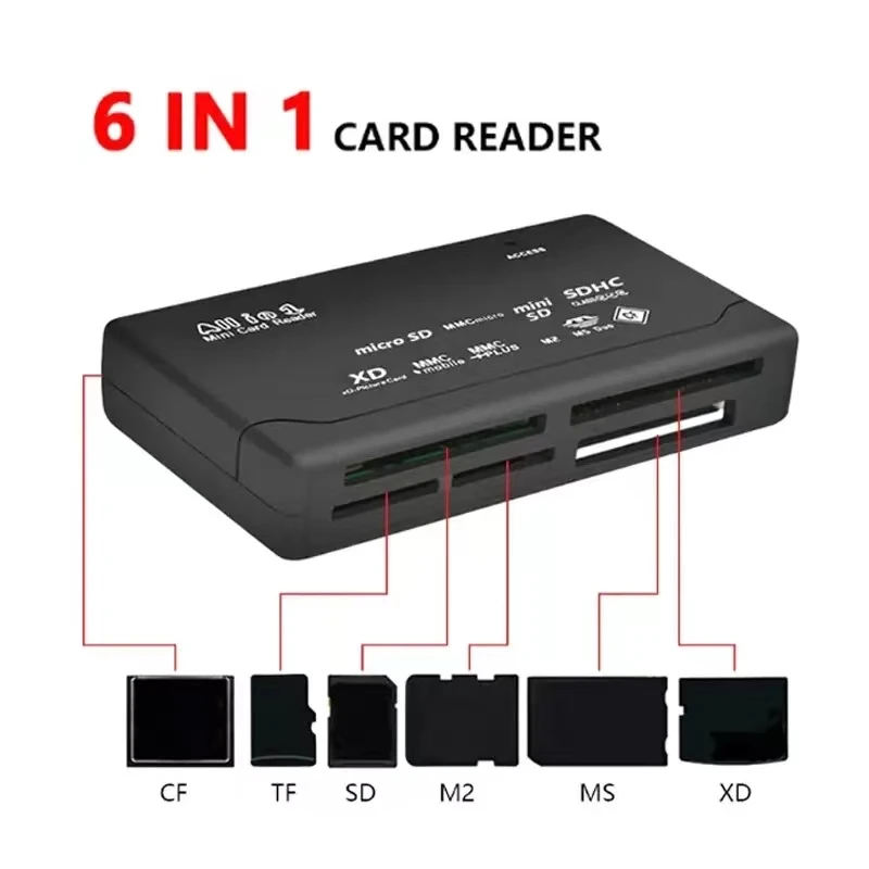 USB 2.0 미니 메모리 카드 리더기, 다기능 올인원 카드 리더기, 480mbps, Tf, M2, Xd, Cf, Micro Sd