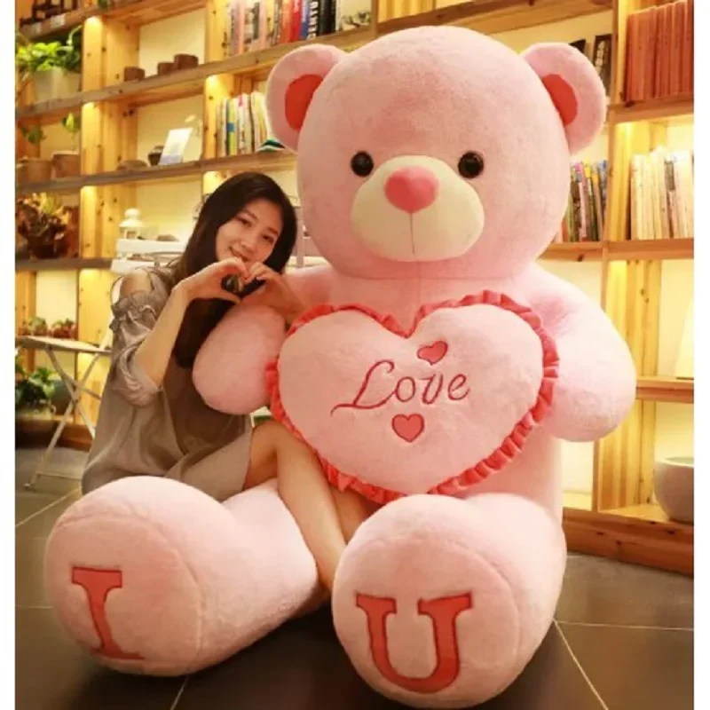 80/100Cm 큰 사랑 플러시 장난감 곰 거대한 박제 동물 생일 선물 부드러운 베개 인형 Grilfriend 소녀 아내 어린이 어린이