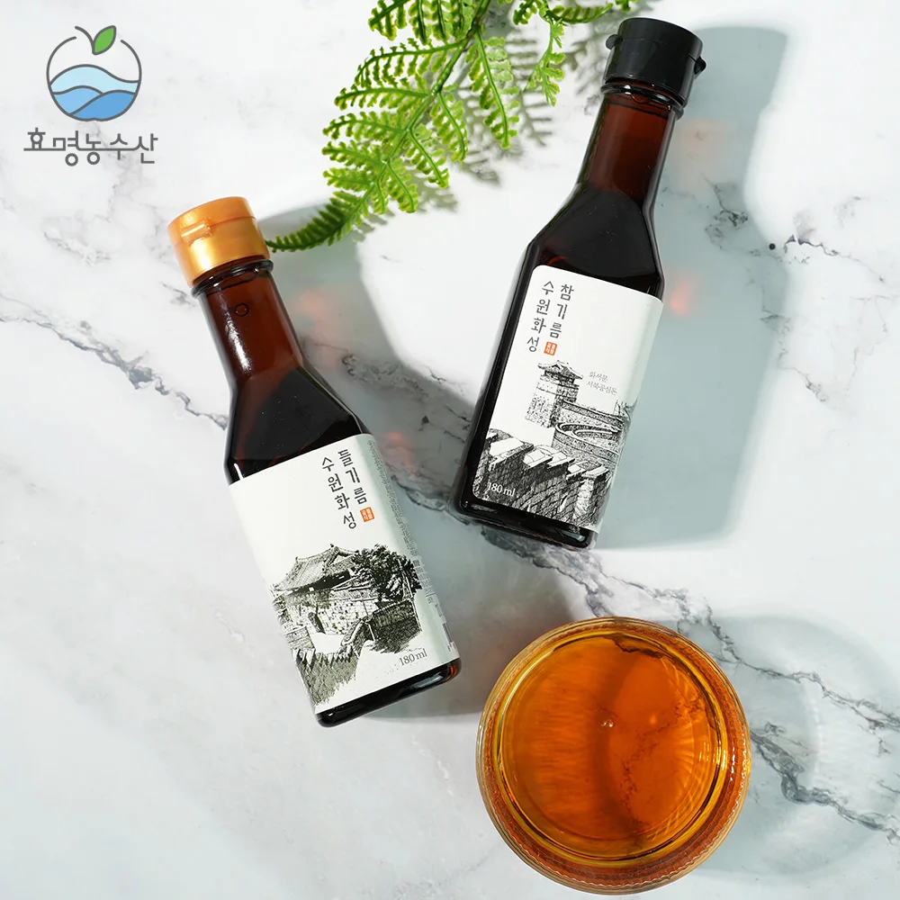 ★통깨로한번만짜낸★진한 참기름/들기름180ml +180ml (총2병) HACCP 전통방식 착유