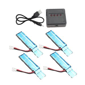 B-M 4PC 3.7V 520MAh 30C WLtoys XK K110 K110S V930 V977 RC 헬리콥터 예비 부품 용 USB 충전기가있는 업그레이드 된 Li-Po 배터리