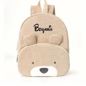 맞춤형 이름 배낭 만화 곰 코듀로이 대용량 배낭 자수 이름 배낭 봉제 가방