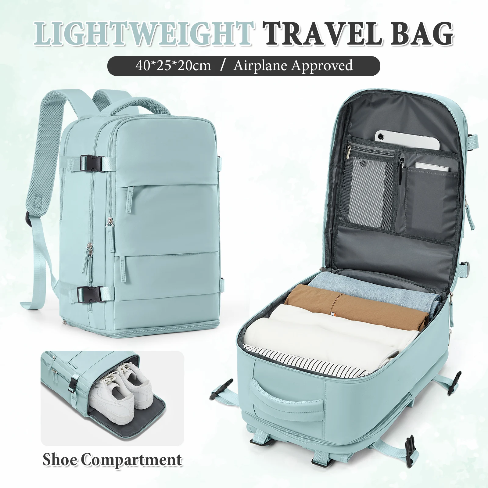 여성 남성 핸드 수하물 배낭 비즈니스 대학 노트북 여행 배낭 방수 운반 mochila viaje cabina avion 40x20x25