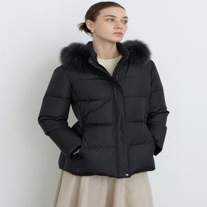 [닥스 여성] [[24FW]] DLJU4D992BK [폭스 FUR] 블랙 폭스퍼 탈착후드 허리스트링 구스다운