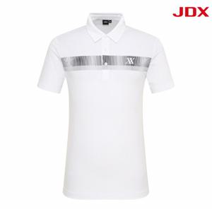 남성 사선 프린트 잠재권축 제에리 변형카라 티셔츠 (X2TSU2552WH)