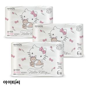 헬로키티 슬기로운 종이포장 4겹 롤화장지 20Mx6롤 3팩