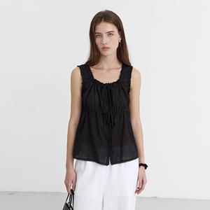 던스트 SHIRRING SLEEVELESS BLOUSE_UDBL5B228BK