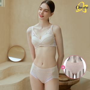 [1세트+팬티추가1종]  통기성 한겹보정 레이스 브라팬티 3종 세트/베이지