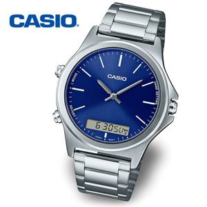 [정품] CASIO 카시오 MTP-VC01D-2E 듀얼타임 남성 정장 메탈시계