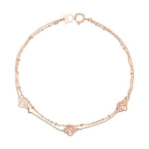 [모아르] 14K 팔찌 체인 두줄 금팔찌  로즈 레이어드