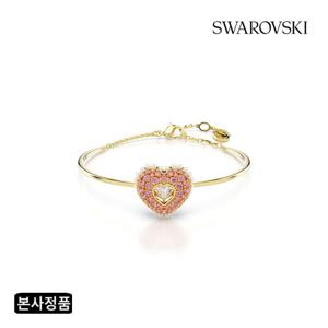 [스와로브스키] Idyllia 핑크 하트 골드 톤 뱅글 팔찌M 5687258