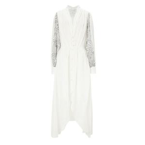 라움 여성  클리어런스FORTE FORTE 화이트 패턴배색 실크혼방 긴팔원피스 CWDR3E434WT