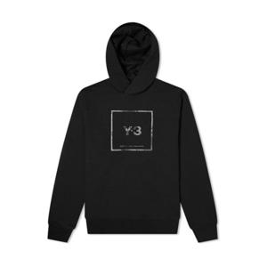 Y3 스퀘어 로고 후드티셔츠 블랙 공용 GV6056