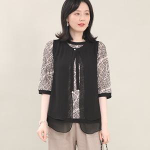 애비뉴투지 엄마옷 진주 드랍 쉬폰 날개 봄 여름 숏 조끼 V05402