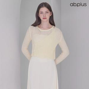 [ab.plus] 라운드넥 언발 랩스타일 긴팔 니트 (LSY2MW86A)