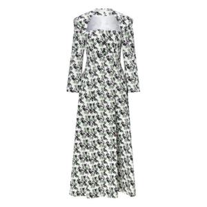 라움 여성  PHILOSOPHY 화이트 프린트 면 긴팔원피스 CWDR2E120WT