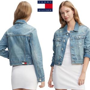 타미힐피거 17730166 여자 Izzie 디스트레스드 데님 트러커 자켓