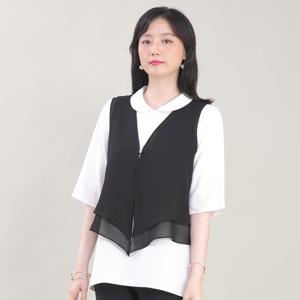 애비뉴투지 엄마옷 쉬폰 브이 이중 날개 여름 정장 조끼 V08424