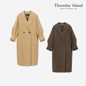 [써스데이아일랜드]루즈핏 핸드메이드 더블 코트(T228MCT233W)