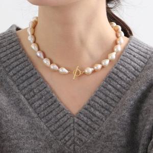 쥬릭스 멀티컬러 바로크 담수진주 목걸이 925실버 JPN0034