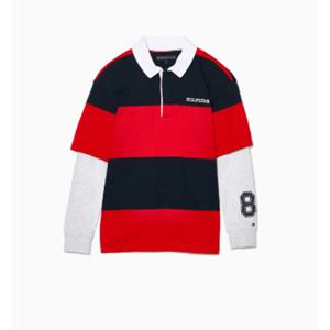 타미힐피거 럭비 스트라이프 티 T42E0KKT400BT1 0KR