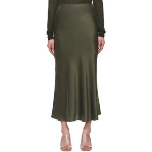 25 SS Silk Laundry 여성 그린 롱 바이어스 컷 맥시 스커트 251223F093002