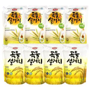 트리오 곡물설거지 1.2L 4개 주방세제 리필(우리현미/우리밀)