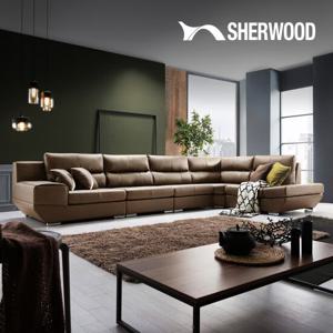 [쉐우드]베르 8인 코너형 천연통가죽 소파