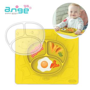 앙쥬 실리콘 흡착 기린 유아 식판 (뚜껑 포함)