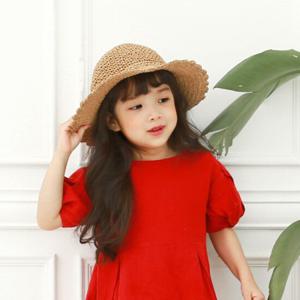 엔비키즈 미니해바라기햇 아동 여름 왕골 밀짚 모자