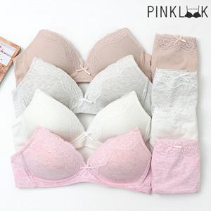 [핑크룩]  모란꽃코튼 노와이어 브라팬티8종세트
